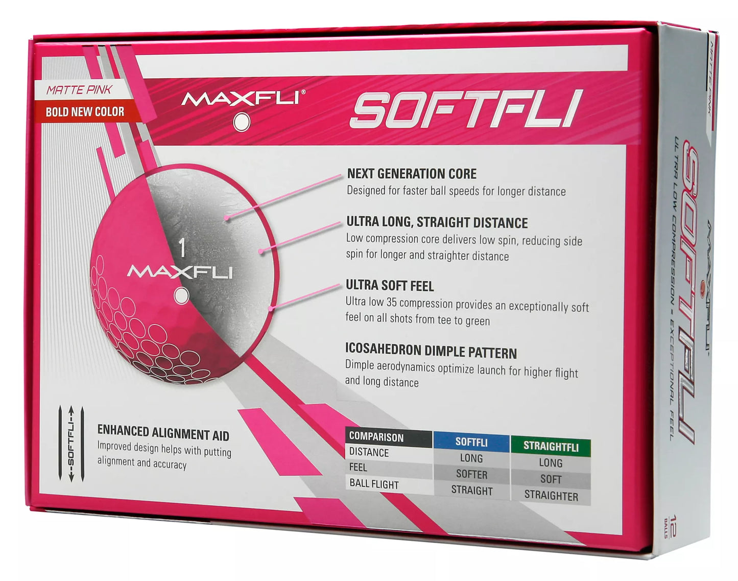 Maxfli Softfli Matte Pink - 12 Balls