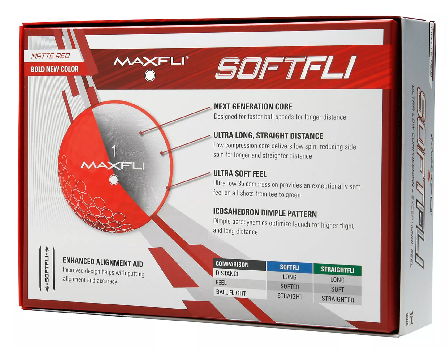 Maxfli Softfli Matte Red - 12 Balls
